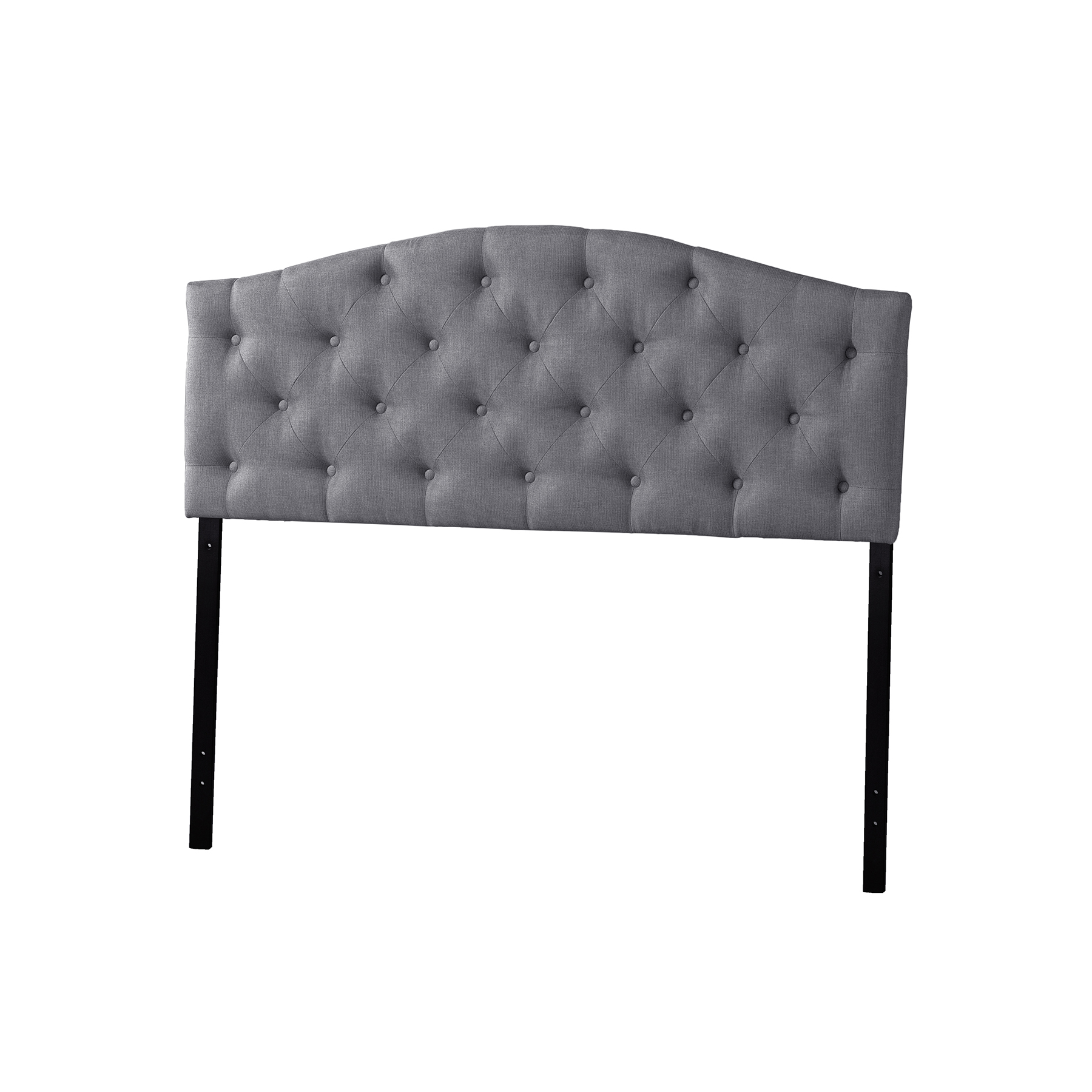 Baxton Studio Myra Modern and Contemporary Queen Size Grey Fabric Upholstered Button-tufted Scalloped Headboard